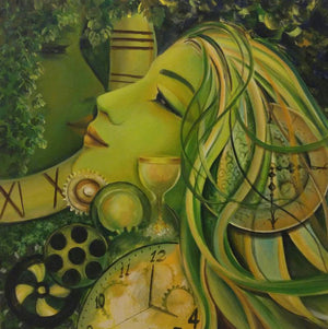 Timeless Beauty I (Timeless Beauty I) by Rakhi Baid, Original Acrylic Religious Painting on Canvas, Small Square Wall Art
