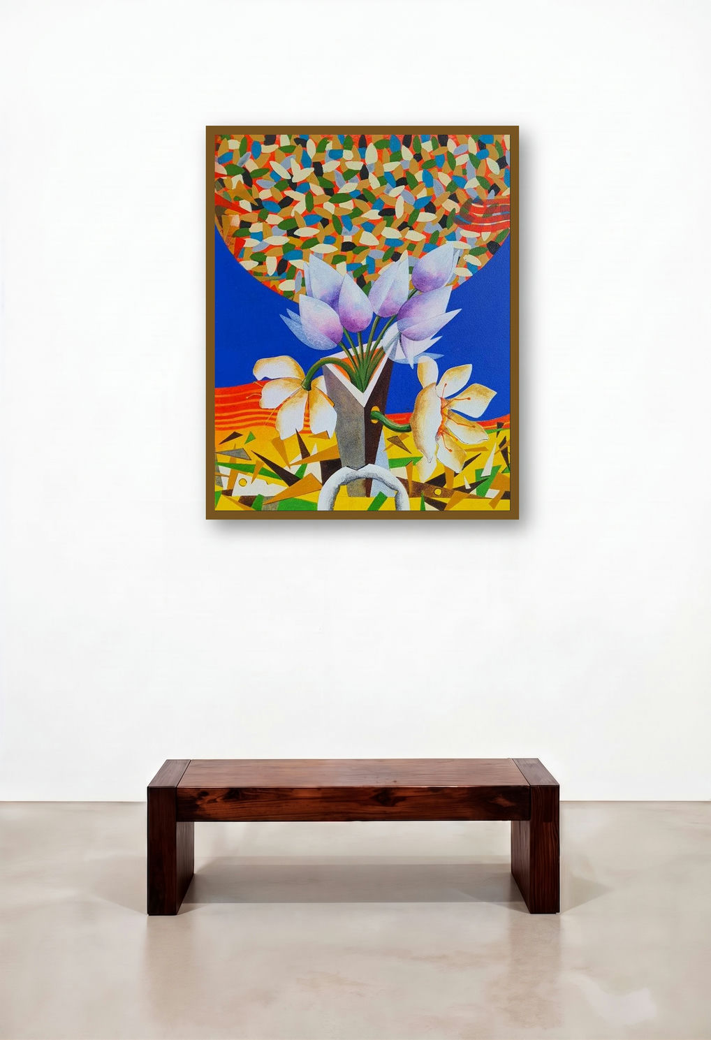 Together 39 (Harmony in Bloom) by artist Rajeev Sarkar displayed in a Designer Home Office