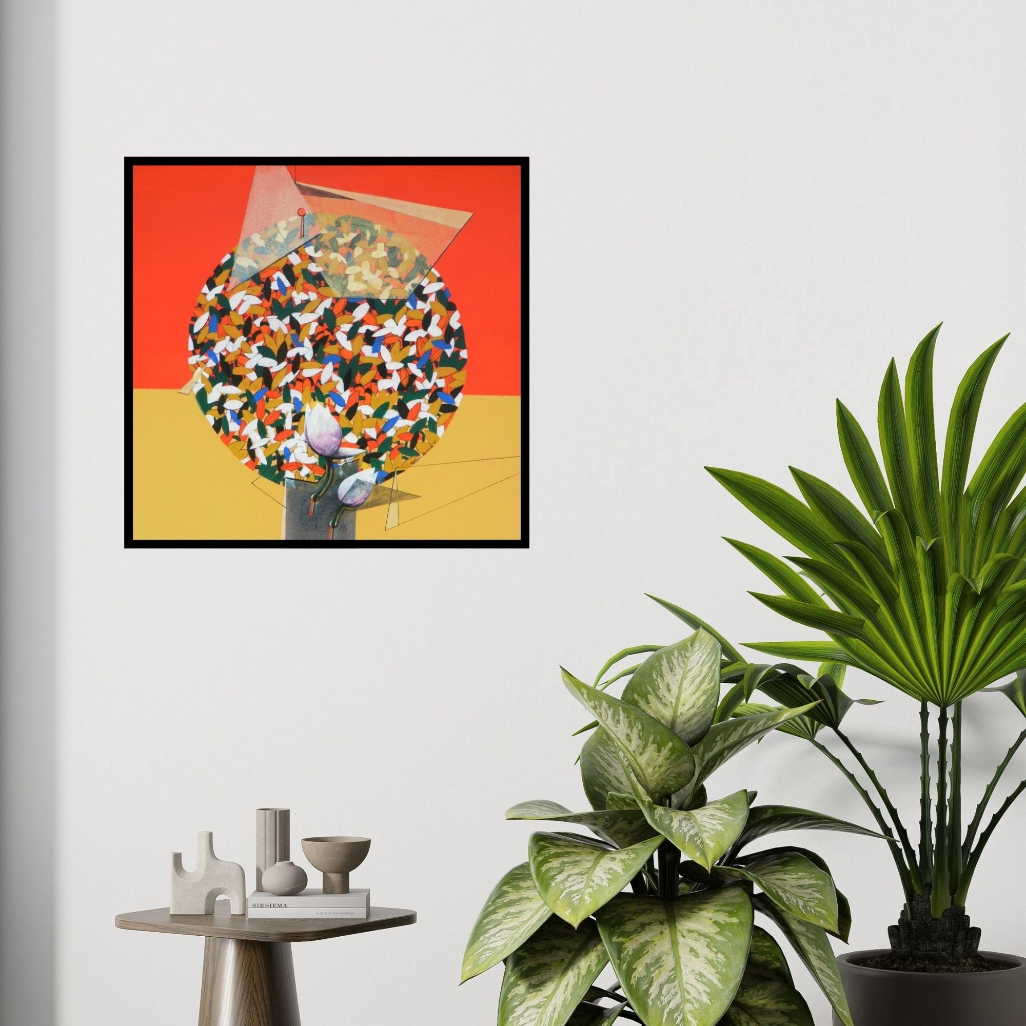 In-situ view of Rajeev Sarkar's 'Together 8' painting in a room