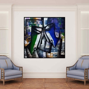 In-situ view of Jagannath Paul's 'Togetherness 3' painting in a room