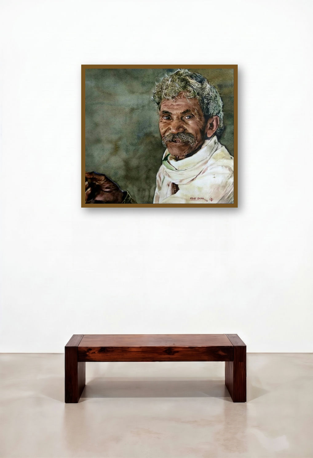 Toothless Smile by artist Dr Uday Bhan displayed in a Japandi Family Room