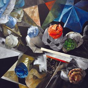 Top Veiw 2 (Symphony of Turbans) by Ajit Deswandikar, Original Oil Figurative Painting on Canvas, X-Large Square Wall Art