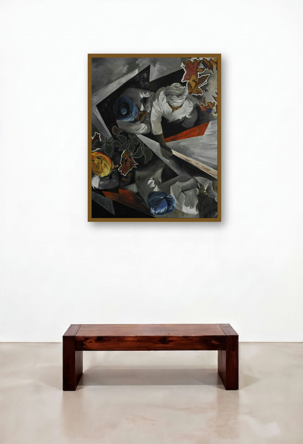 Top View 3 (Convergence of Labor) by artist Ajit Deswandikar displayed in a Transitional Penthouse