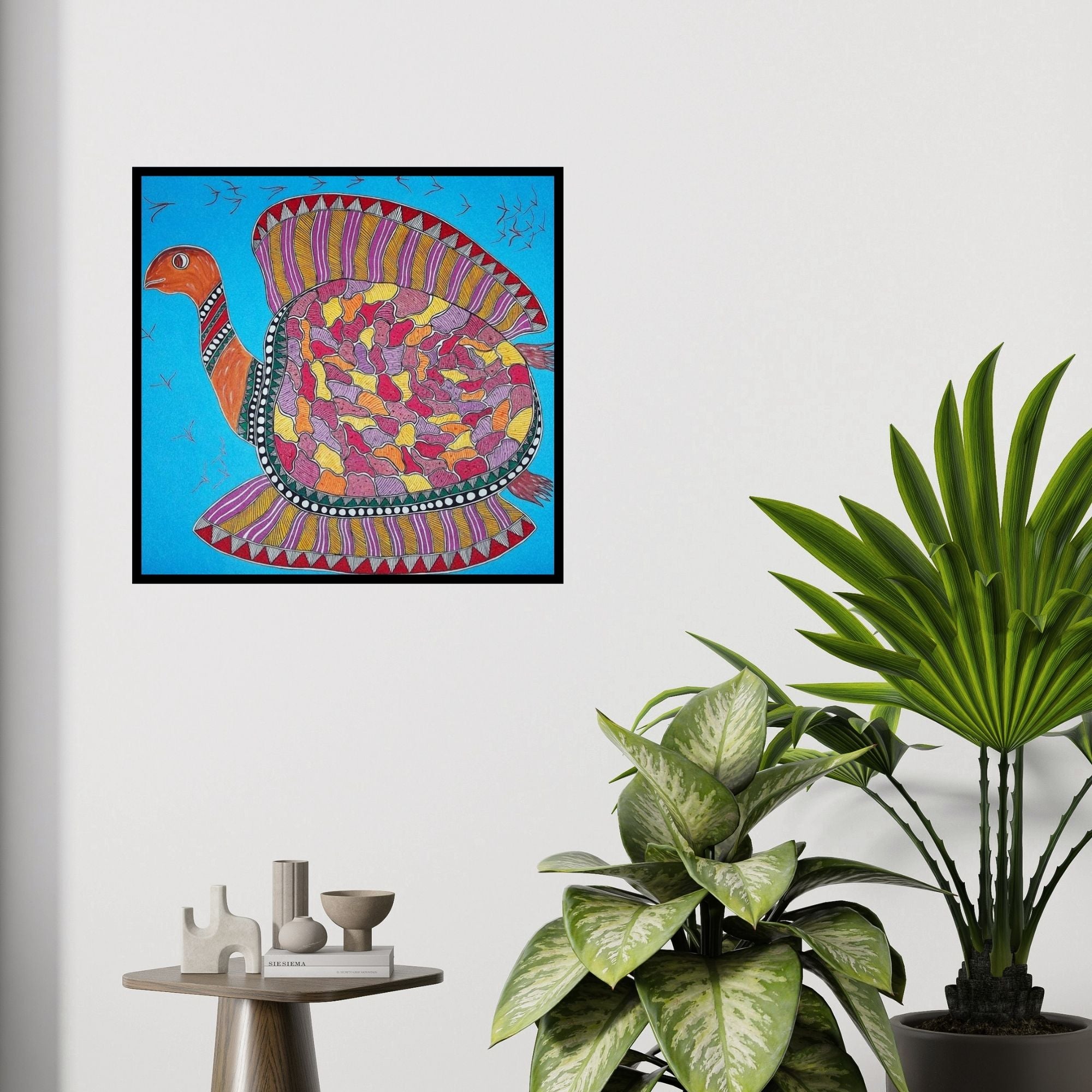 In-situ view of Preeti Das's 'Tortoise (The Resilient Wanderer)' painting in a room