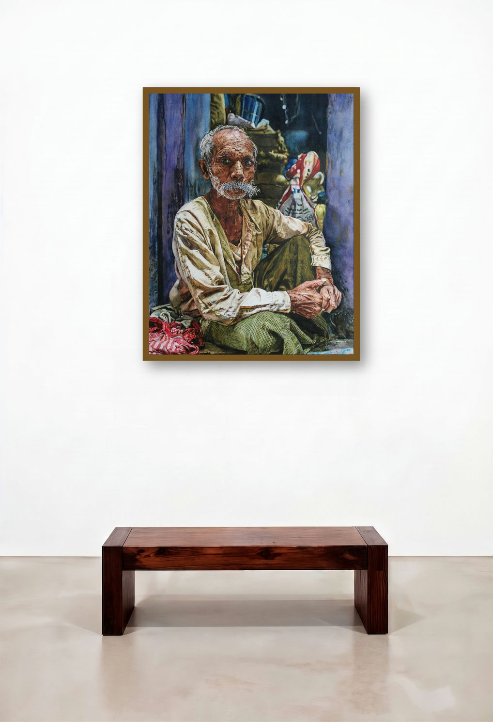 Toughness by artist Dr Uday Bhan displayed in a Boutique Hotel Style Library