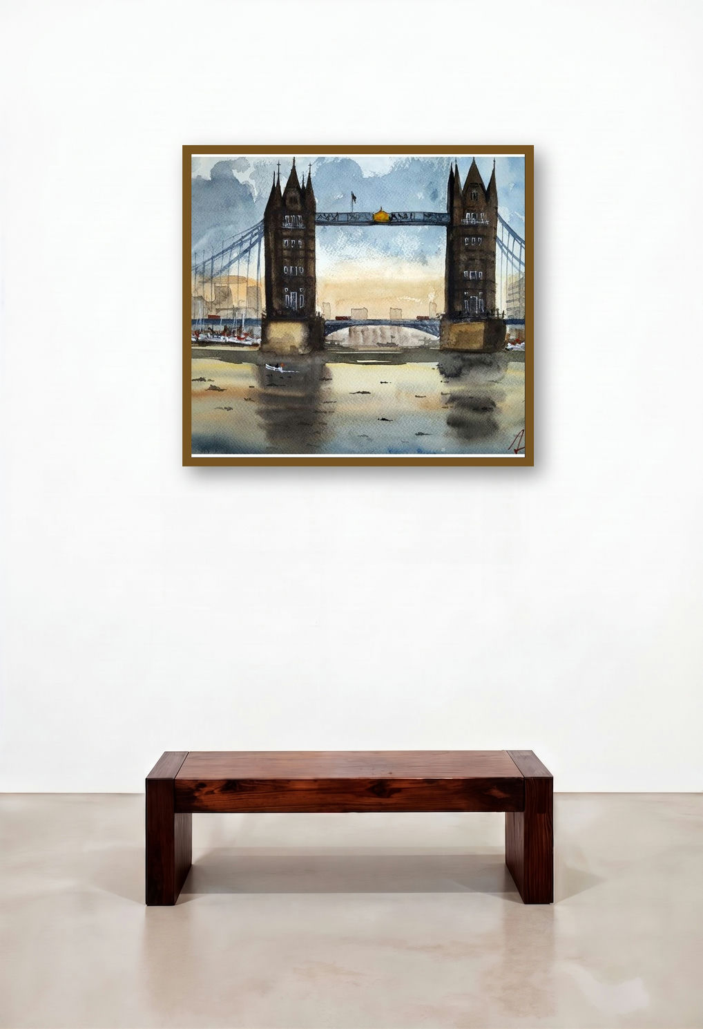 Tower Bridge London (Tower Bridge at Dusk) by artist Arunava Ray displayed in a Luxury Dining Room