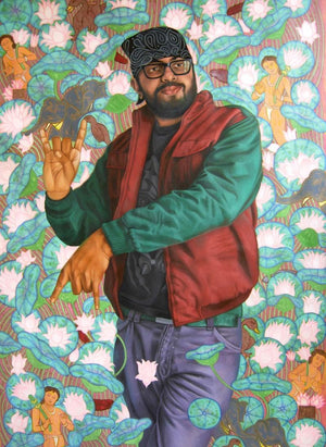 Traditional Become Fashion by Kushal Kumar, Original Oil Contemporary Painting on Canvas, Medium Vertical Wall Art