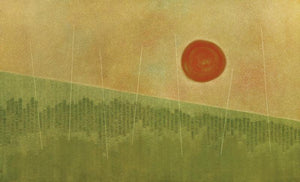 Tranquility 1 (Tranquil Sunset) by Hanumanth Devulapalli, Original Mixed Media Abstract Painting on Canvas, Large Horizontal Wall Art