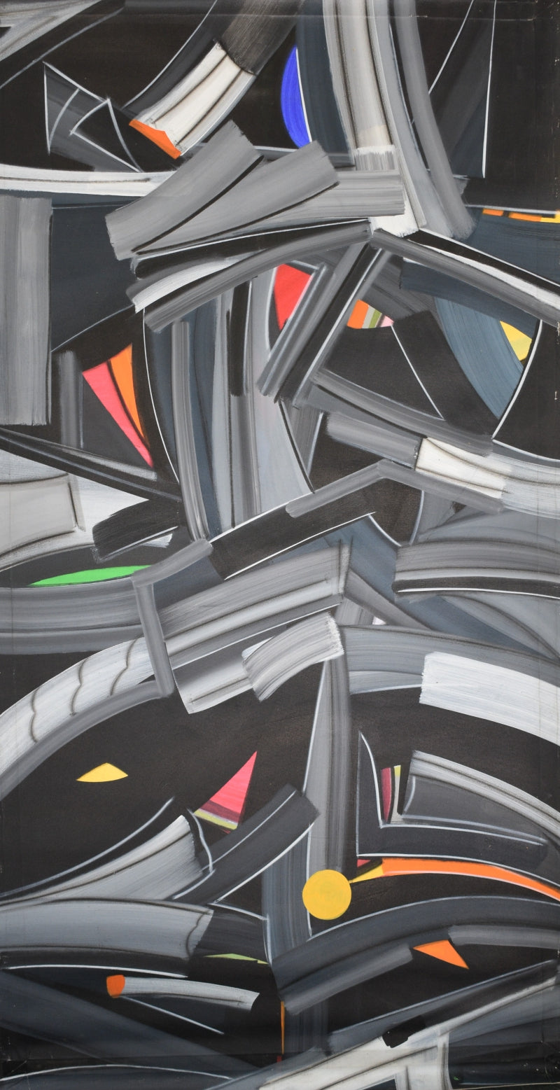 'Transending Forms 4' abstract acrylic painting by artist Amit Kalla, 72x36 inch, on canvas