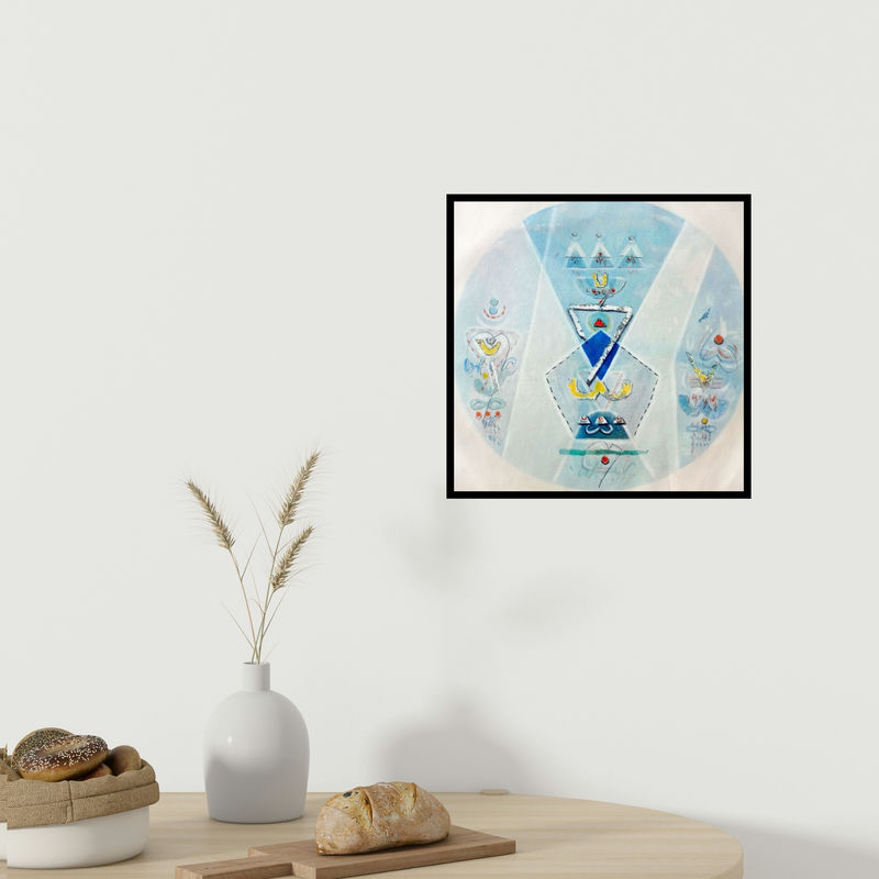 In-situ view of Mahesh Pal Gobra's 'Transformation 1 (The Dance of the Elements)' painting in a room