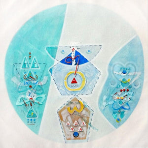 Abstract acrylic painting titled 'Transformation 4', 18x18 inches, by artist Mahesh Gobra on Canvas