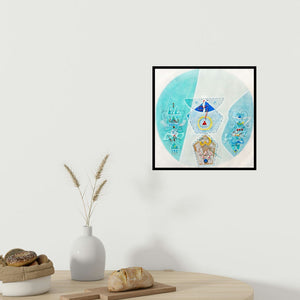 In-situ view of Mahesh Pal Gobra's 'Transformation 4 (The Dance of Elements)' painting in a room