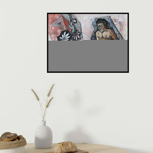 In-situ view of Abhishek Chourasia's 'Transformation Into Self 5 (Contemplation)' painting in a room