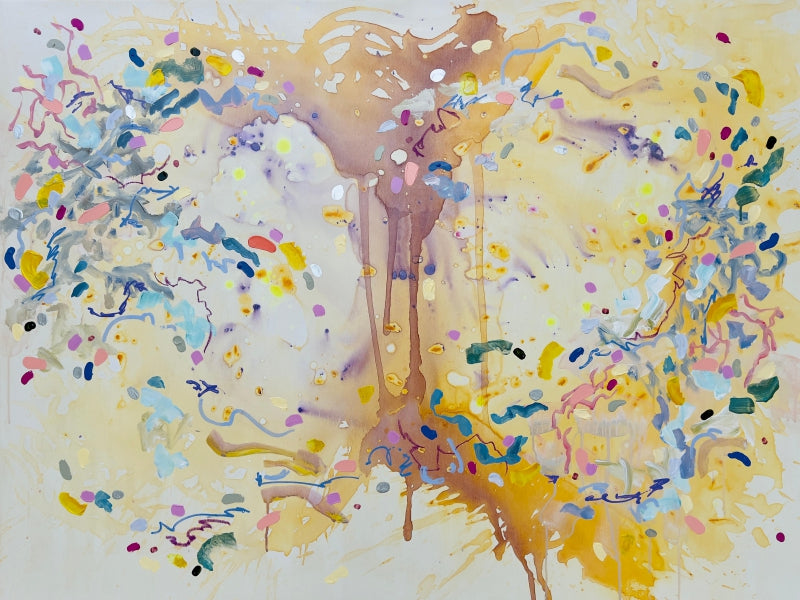 Transience Of An Applause' abstract mixed-media painting by artist Sheena Bajaria, 36x48 inch, on canvas