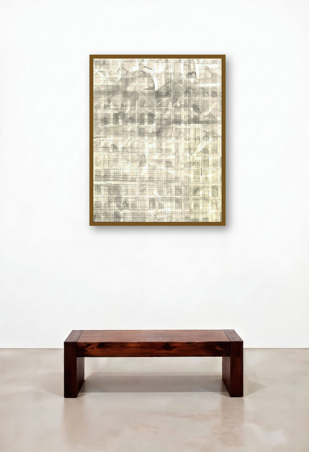 Transperant Forms (Intersecting Grids) by artist Prashant Anasane displayed in a Contemporary Reception Area