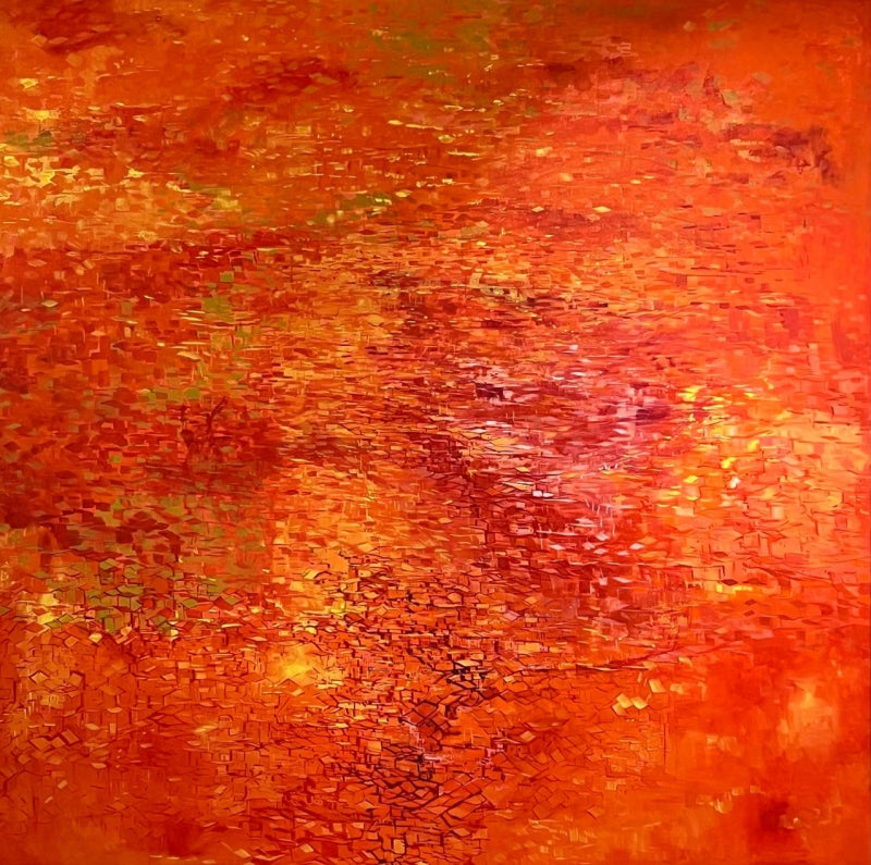 Travel Emotion 25' abstract acrylic painting by artist Solomon Rajendiran, 72x72 inch, on canvas