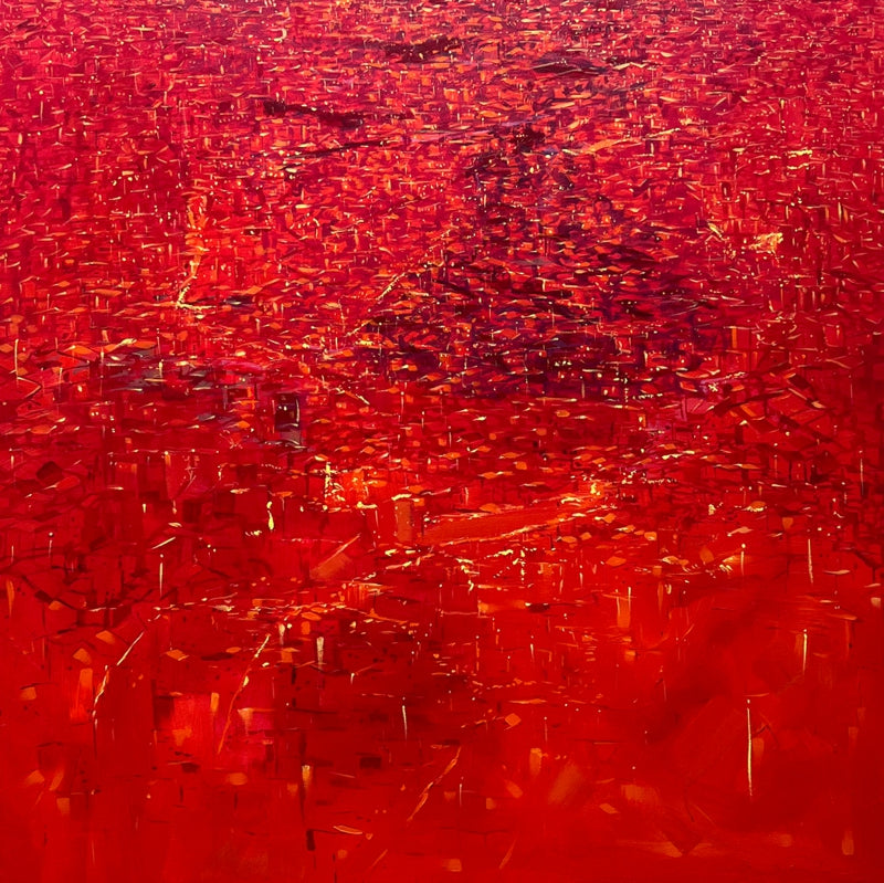 Travel Emotion 25' abstract acrylic painting by artist Solomon Rajendiran, 48x48 inch, on canvas