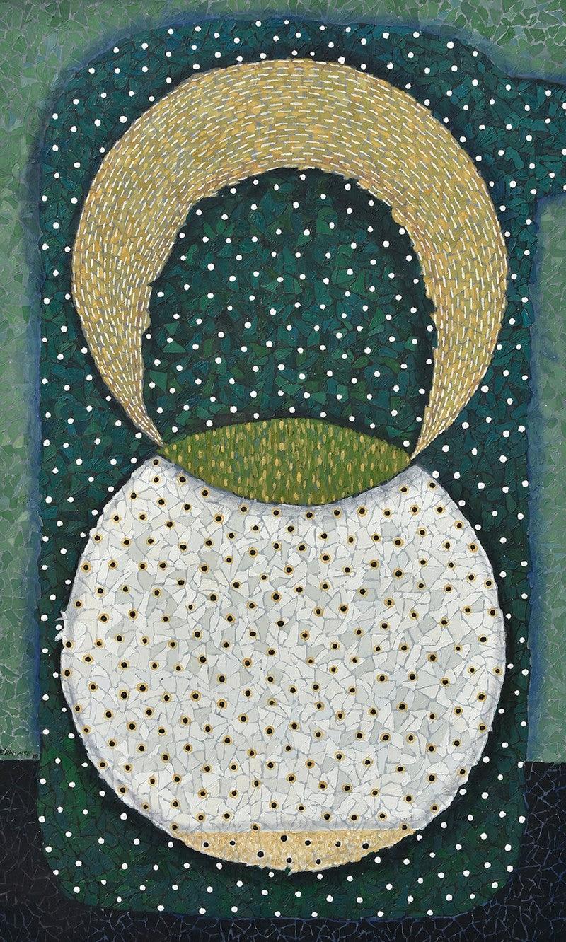 Abstract oil painting titled 'Travel To Moon', 60x36 inches, by artist Pravin Randive on Canvas