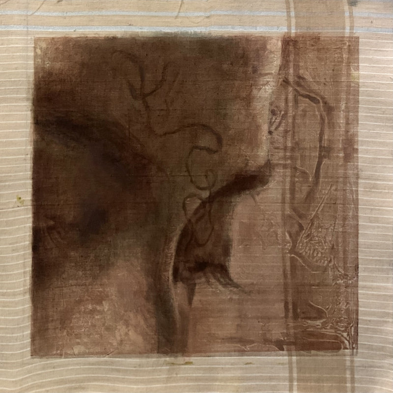 Traversing The Self 4' portrait mixed-media painting by artist Nilisha Phad, 16x16 inch, on cloth