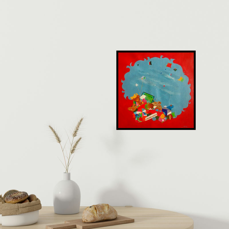 In-situ view of Shiv Kumar Soni's 'Treasure Of The Childhood Viii' painting in a room