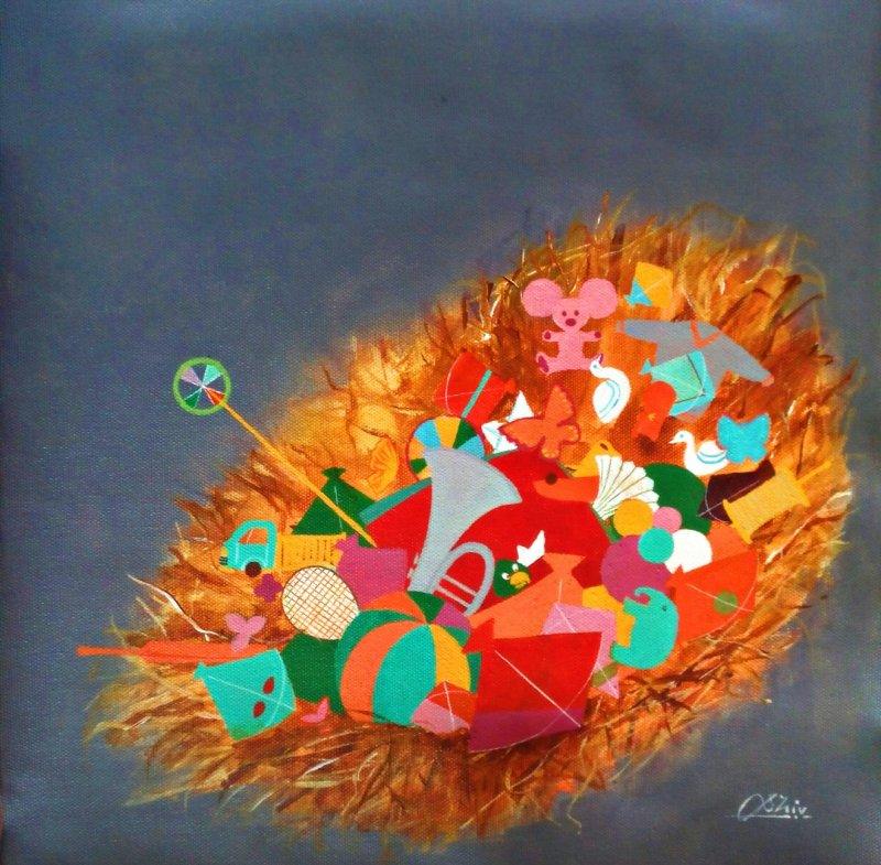Realistic acrylic oil painting titled 'Treasure Of The Childhood Iv', 12x12 inches, by artist Shiv Soni on canvas