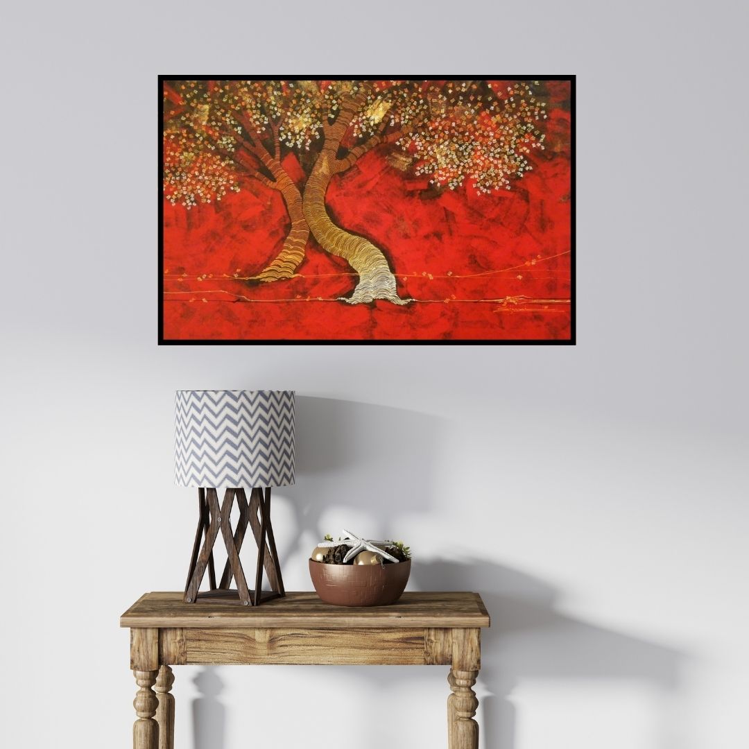 In-situ view of Rahul Dangat's 'Tree 3 (Untitled)' painting in a room