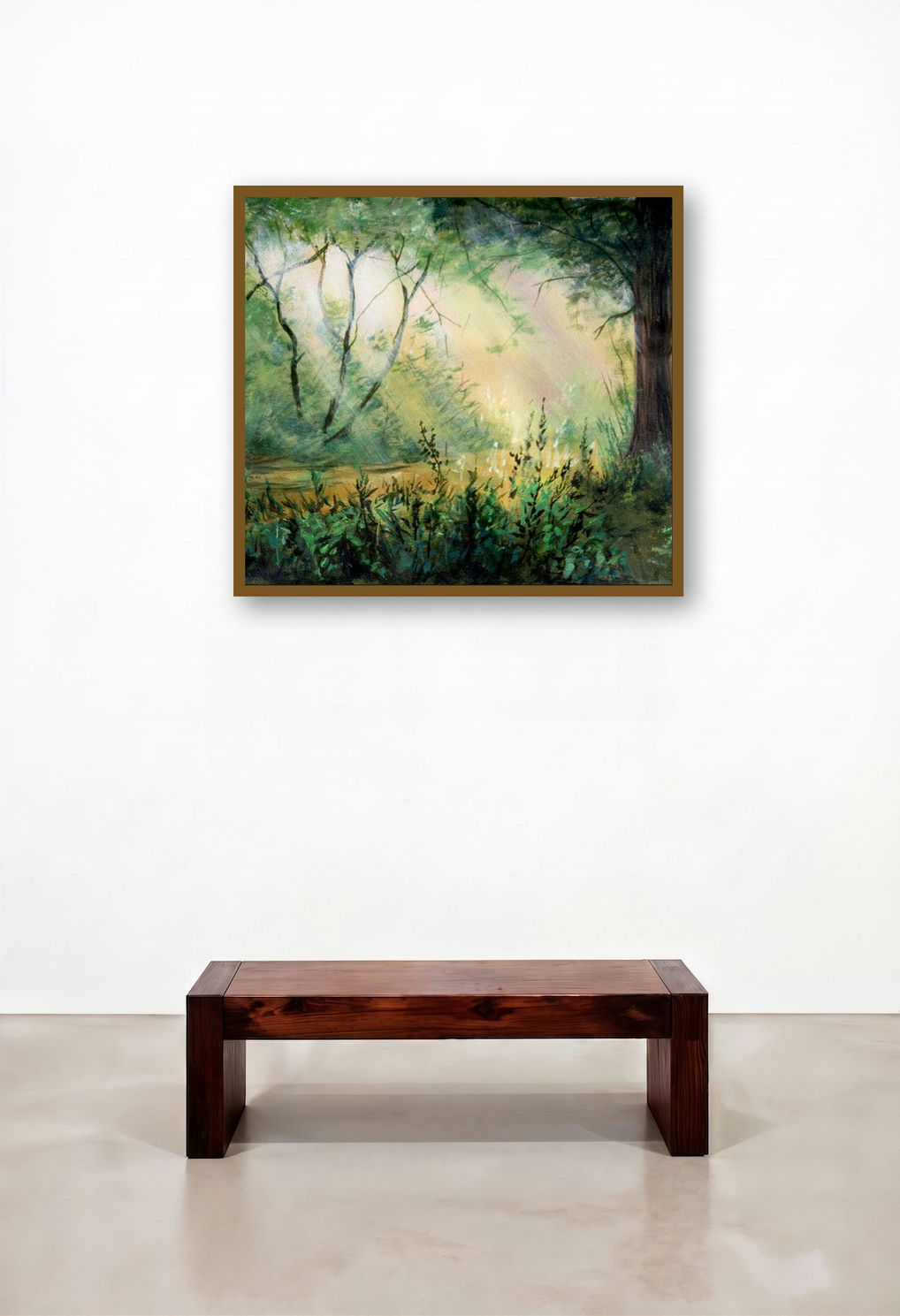 Tree 3 (River Through the Woods) by artist Chandrashekhar P Aher displayed in a Minimalist Bedroom