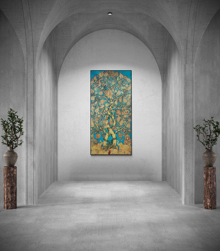 In-situ view of Harinath N's 'Tree Of Life (The Cosmic Tree)' painting in a room