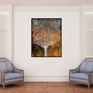In-situ view of Bhaskar Rao's 'Tree Of Life Orange' painting in a room