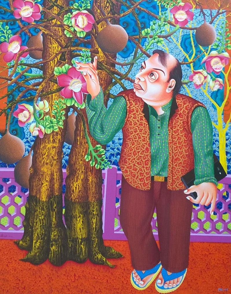 Figurative acrylic painting titled 'Tree Lover 3', 60x48 inches, by artist Ramu Das on Canvas