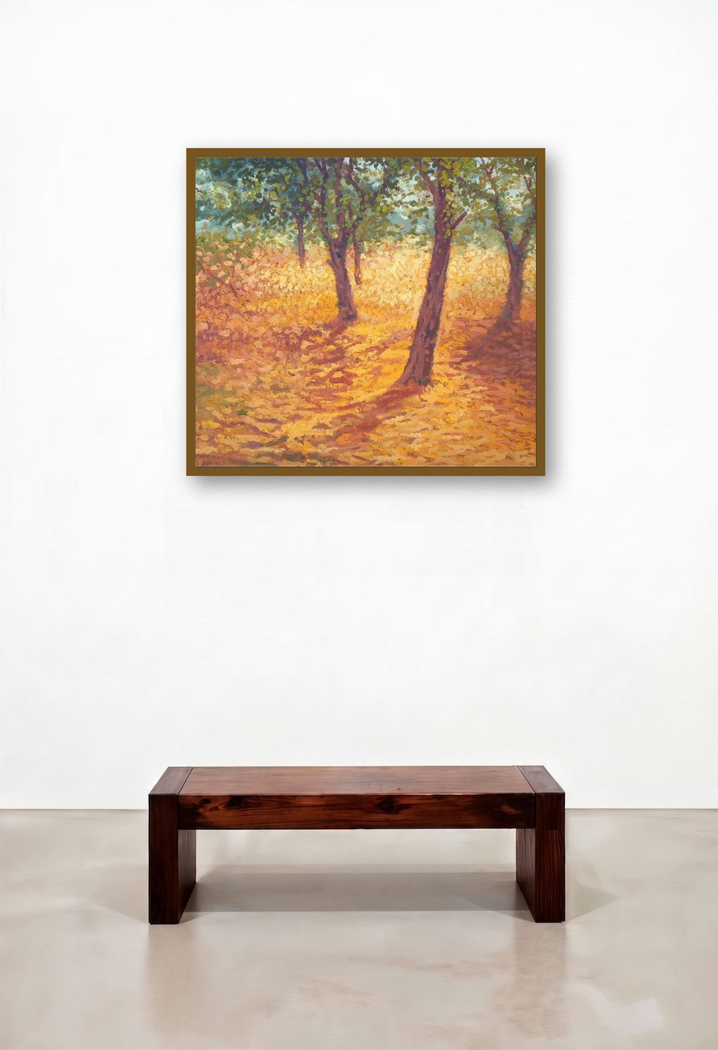 Tree Trunks by artist Fareed Ahmed displayed in a Contemporary Luxury Bedroom
