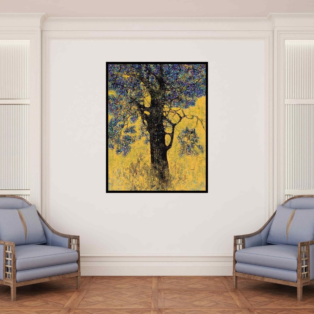 In-situ view of Bhaskar Rao's 'Treescape 107' painting in a room