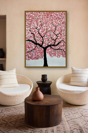 Treescape 4 (Crimson Majesty) by artist Sumit Mehndiratta displayed in a Indian Art gallery