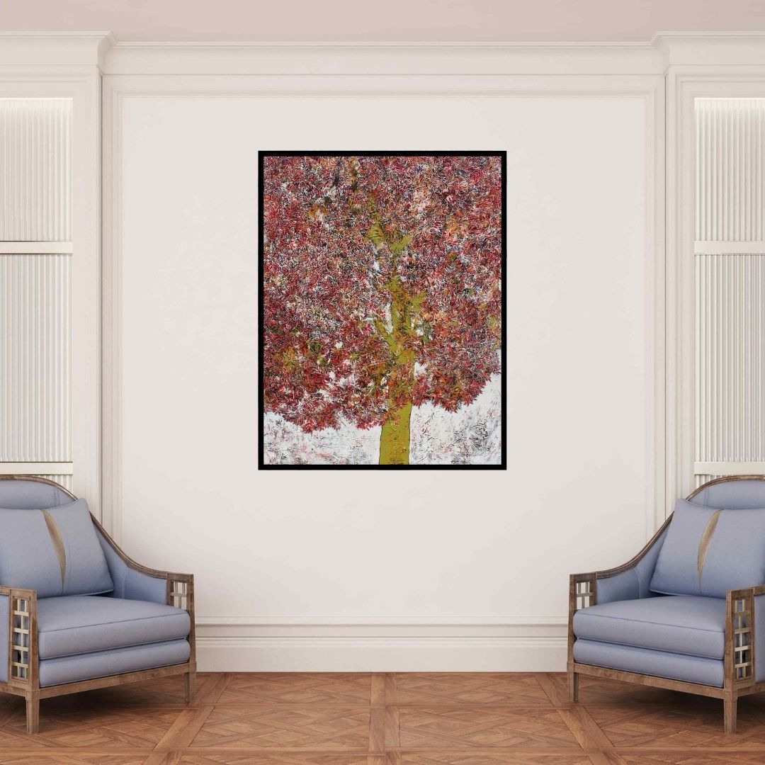 In-situ view of Bhaskar Rao's 'Treescape 55' painting in a room