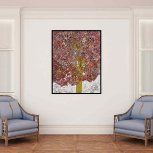 In-situ view of Bhaskar Rao's 'Treescape 55' painting in a room