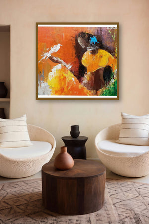 Tribal Beauty (Woman with Bird) by artist Rajaram S displayed in a Boutique gallery