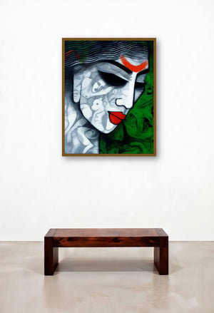 Tribal Girl Ii (The Inner World) by artist Mukesh Salvi displayed in a Elegant Reception Area