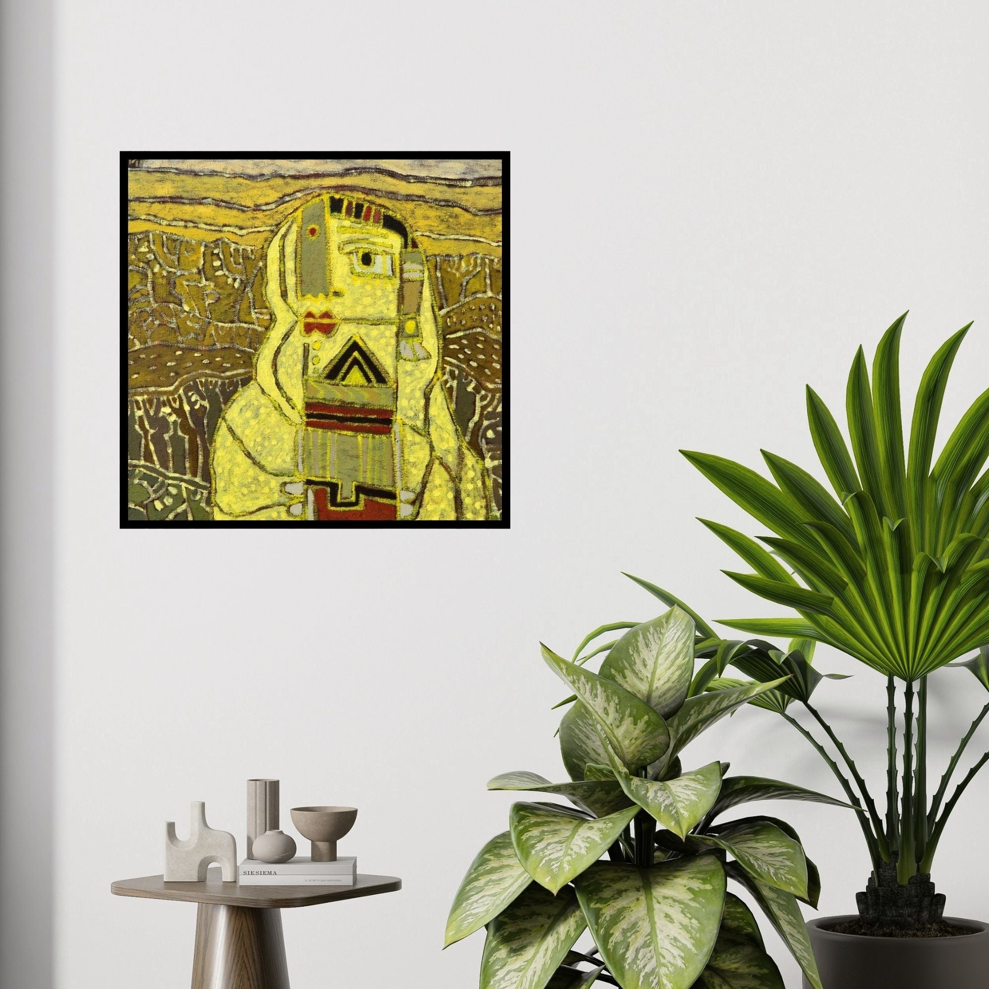 In-situ view of Anup Shrivastav's 'Tribal Women 1' painting in a room