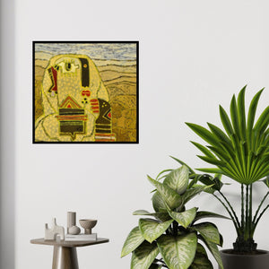 In-situ view of Anup Shrivastav's 'Tribal Women (Abstract Tribal Woman Portrait)' painting in a room