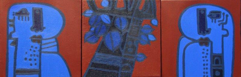 Figurative acrylic painting titled 'TRIBAL WOMEN 2', 24x24 inches, by artist Anup Shrivastav on Canvas