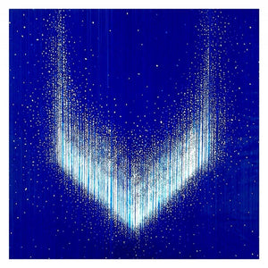 Abstract acrylic painting titled 'Trickle Down', 48x48 inches, by artist Ekta Sharma on Canvas