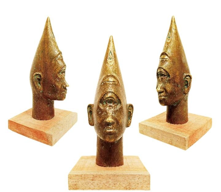 Trinity' figurative Bronze sculpture by artist Sukanta Chowdhury, 18x8 inch, on bronze