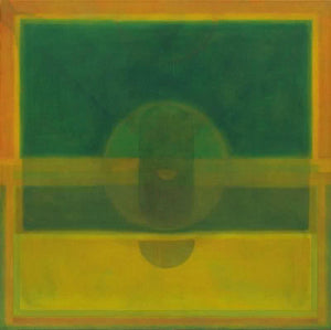 Abstract oil painting titled 'Triratha', 48x48 inches, by artist Khushal Khairnar on Canvas