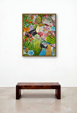 Tropical Summer (Tropical Rhapsody) by artist Francesca Monico displayed in a Rustic Reception Area