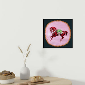 In-situ view of Gunjan Adya's 'Trotting On Porcelain' painting in a room