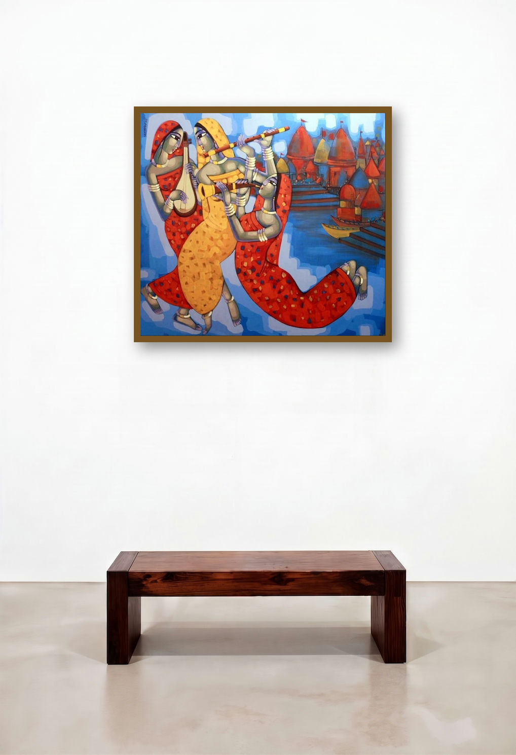 Tune Of Banaras (Tune of Varanasi) by artist Sekhar Roy displayed in a Boutique Hotel Style Study
