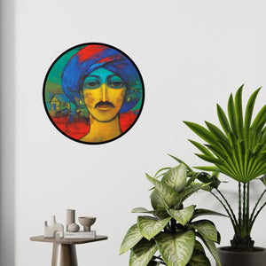 In-situ view of Sachin Akalekar's 'Turban Man (Village Elder)' painting in a room