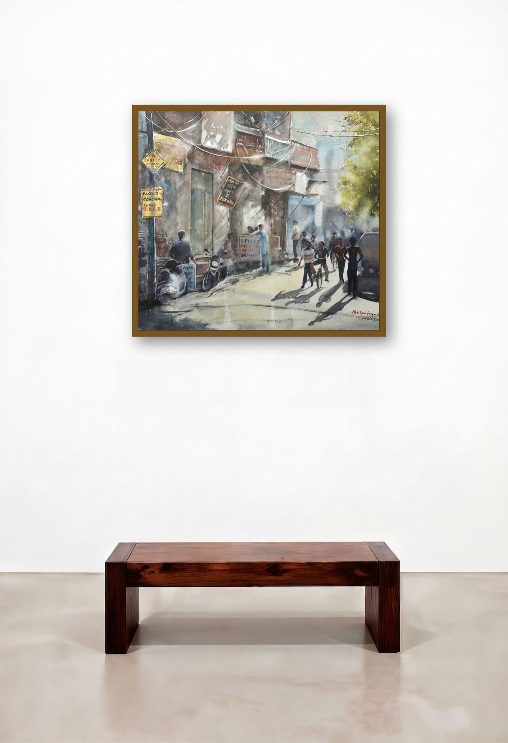 Twilight In Market Area (The Hustle and Bustle of the City) by artist Mrutyunjaya Dash displayed in a Coastal Hallway