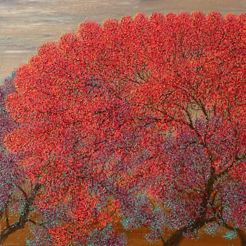 'Twilight Showers' nature oil painting by artist Pardeep Singh, 36x36 inch, on canvas