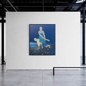 In-situ view of Daina Mohapatra's 'Twilight In A Virgin Beach (Horseback Ride)' painting in a room